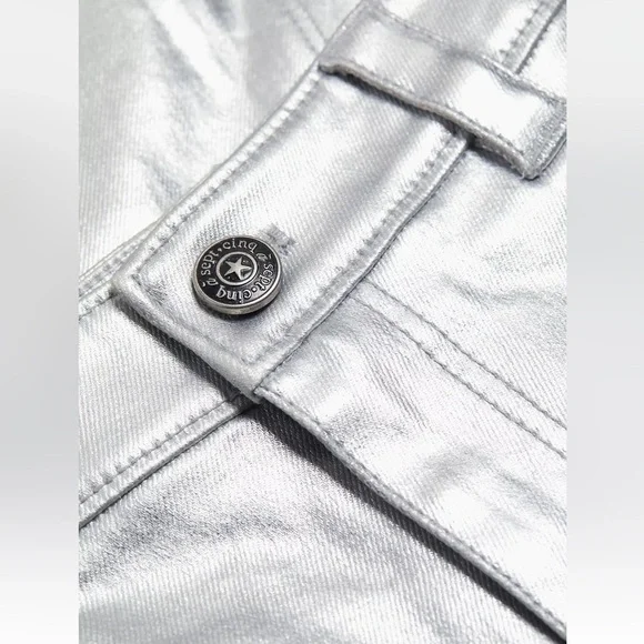 Cinq à Sept Women's Foiled Francine Pants, Silver, 0, Like New - Picture 6 of 6